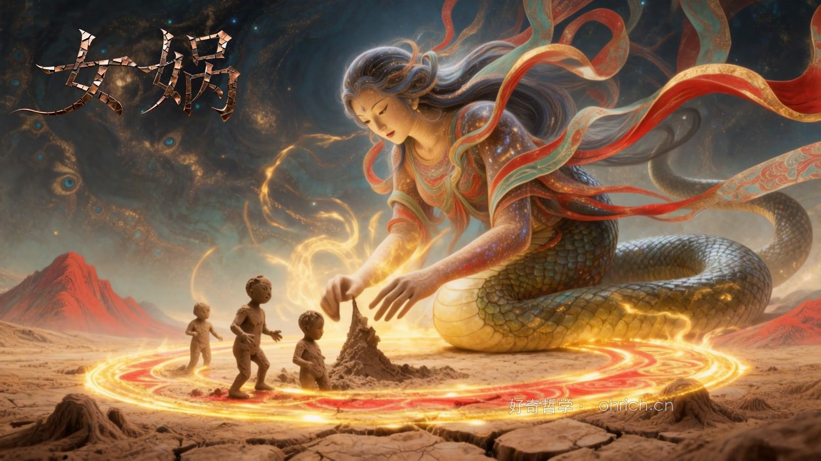 《女娲造人》作品画面